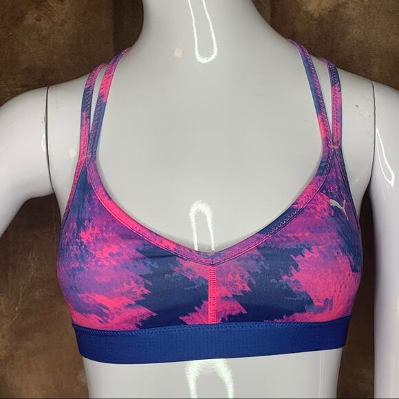 Puma Yogini Strappy Sport Bra Dry Cell Size SX Pink and Blue - Picture 4 of 10